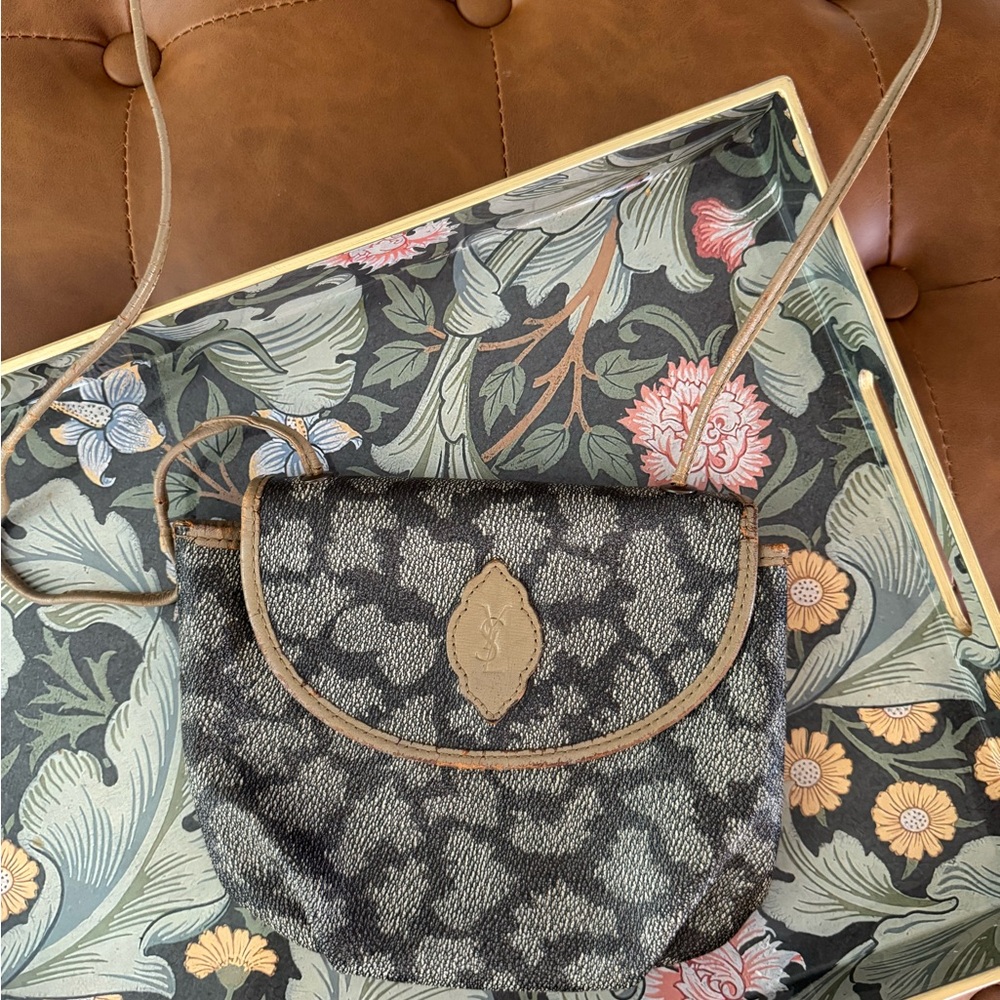 Yves Saint Laurent Black and Tan Crossbody Bag